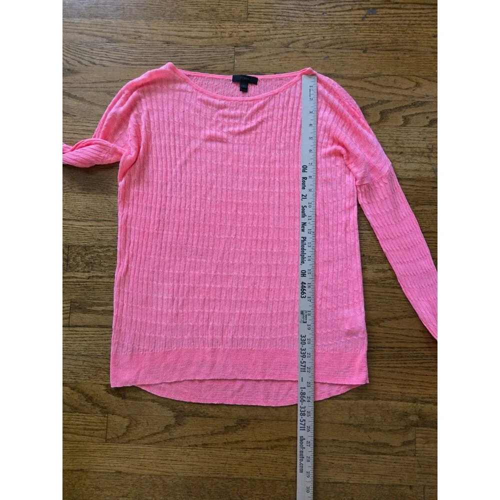 J. Crew Pink Sheer Cable Knit 100% Linen Sweater Women's Small